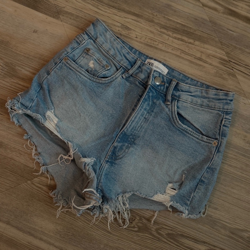 Zara Distressed Denim Shorts